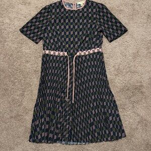 Ted Baker London Geometric Dress in Black and Pink